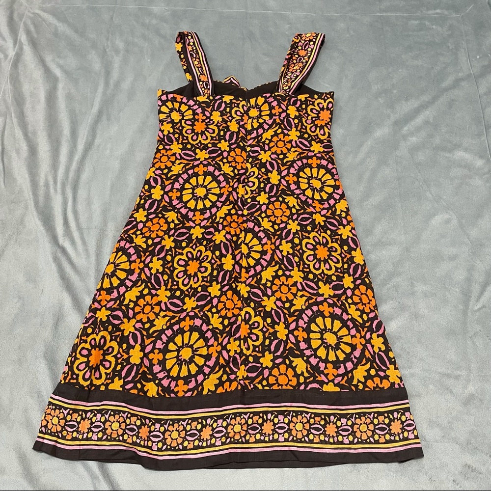 Trina Turk Brown Retro Floral Dress EUC Size 6 - Picture 6 of 6